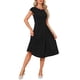 thumbnail image 2 of Vestido de Línea A INSPIRE CHIC para Mujeres con Cuello Barco, Manga Corta, Pliegues Vintage, Fiesta de Cóctel, Midi, S Negro, 2 of 6