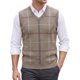thumbnail image 1 of INSPIRE CHIC Chaleco de Punto sin Mangas con Cuello en V y Patrón de Cuadros Ligero para Hombre M Marrón Claro, 1 of 5
