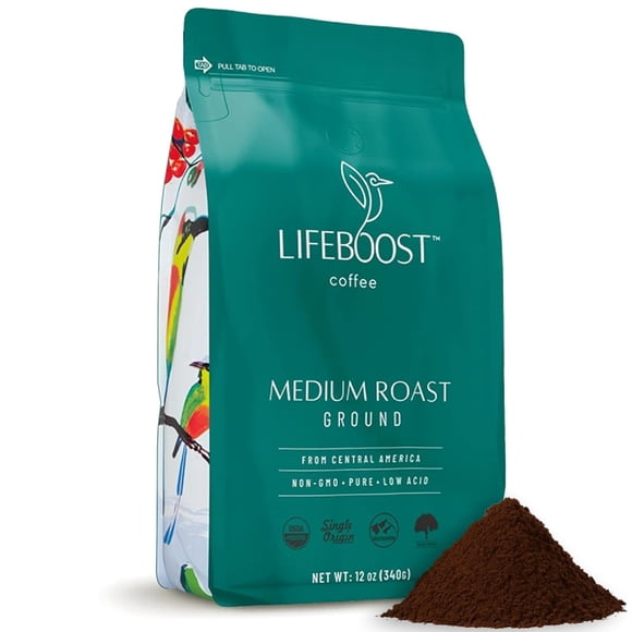 Café molido Lifeboost, tostado medio, 350 ml, orgánico, 12 oz