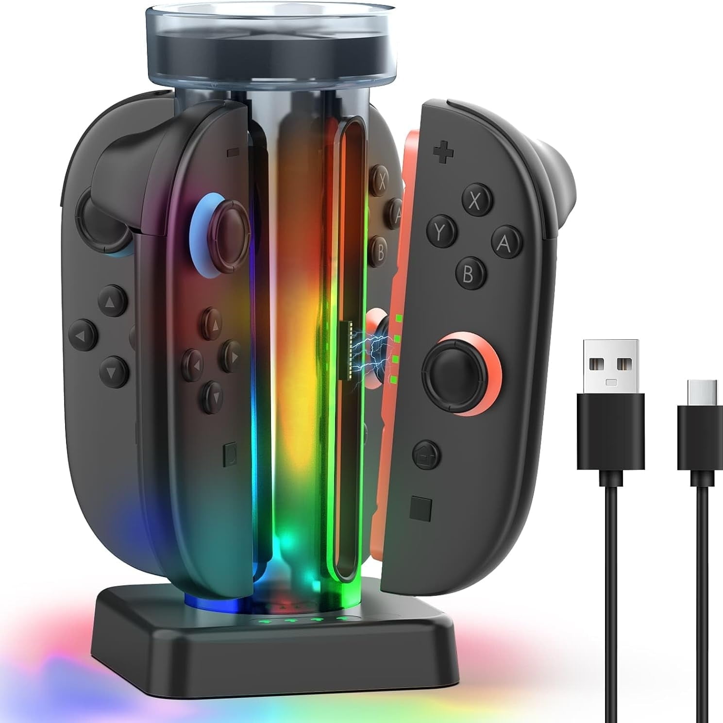 Base De Carga Aaronmei Para Nintendo Switch 2 Joy-cons 4 En 1 Negro