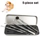 thumbnail image 1 of Herramientas dentales profesionales, raspador y raspador dental para perros, de acero inoxidable, para eliminar el sarro, paquete de 5 herramientas de limpieza dental de acero inoxidable para perros, 1 of 8