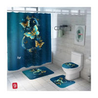 Genérico - Cortina De Ducha Con Set De Alfombra Tapete