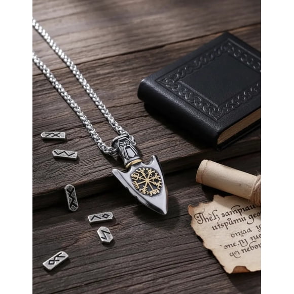Collar Amuleto Vikingo Punta Flecha Valknut Hombre Mujer