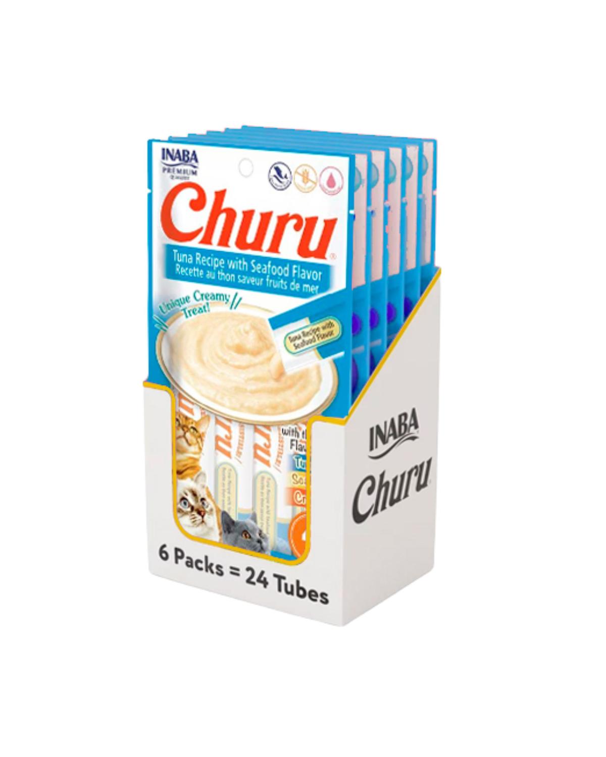 Inaba - Churu Cat Atún Y Mariscos 14G X4 | Pack 6 Unidades