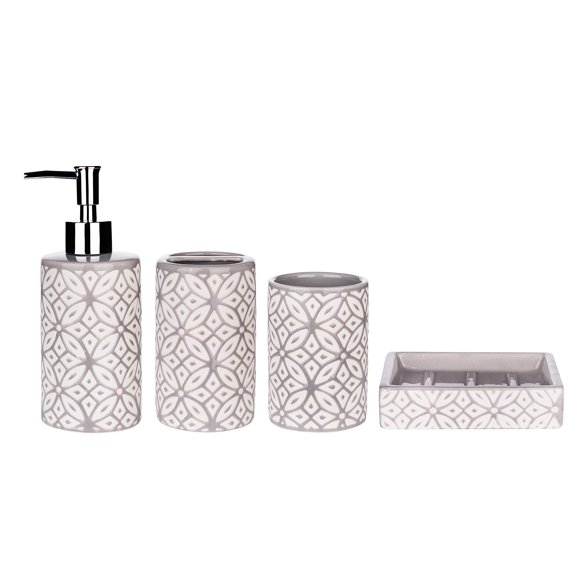 Juego de accesorios de baño Wodlo Groovy Ceramic de 4 piezas