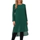 thumbnail image 1 of INSPIRE CHIC Blusas de Mujer con Cuello Redondo de Chifón, Camisas Asimétricas Sueltas de Manga Larga con Abertura Lateral, Talla L, Verde Oscuro, 1 of 6