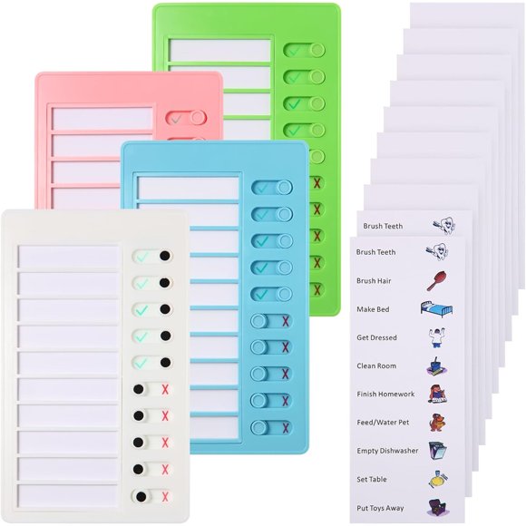 Aleric 4 Pieces Chores Chart for Kids Chore Chart, Sliding Routine Chart