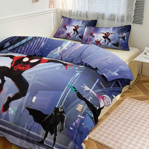 Spiderman Crawl 3 Piece Bed Set - Includes Reversible Comforter & Sheet Set Bedding - Fade Resistant Microfiber Twin