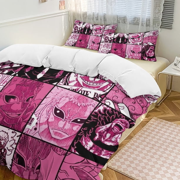 Donquixote Doflamingo Bed Duvet Cover Funny Anime Cartoon Bedding Sets Lightweight 3 Piece Comforter Sets