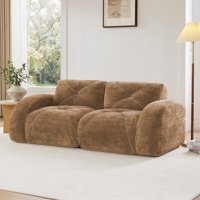 M&Ms - 2-Seater Tufted Sofa Couches With Boneless Sofa,Soft Velvet Fabric,Bottom Anti-Slip Design,32D High Density Sponge,Ergonomic Design Bottom,No Assembly Required,Fits Living Rooms,Camel