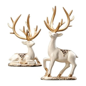 Genérico - 2X Figuras De Renos, Adornos, Escultura De Alce Para Oficina, Sala De Estar, Escritorio