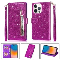 Foxdock - Funda Para Elegante Funda Iphone 14 Pro Max Glitter Con Cremallera-Ideal Para El Uso Diario