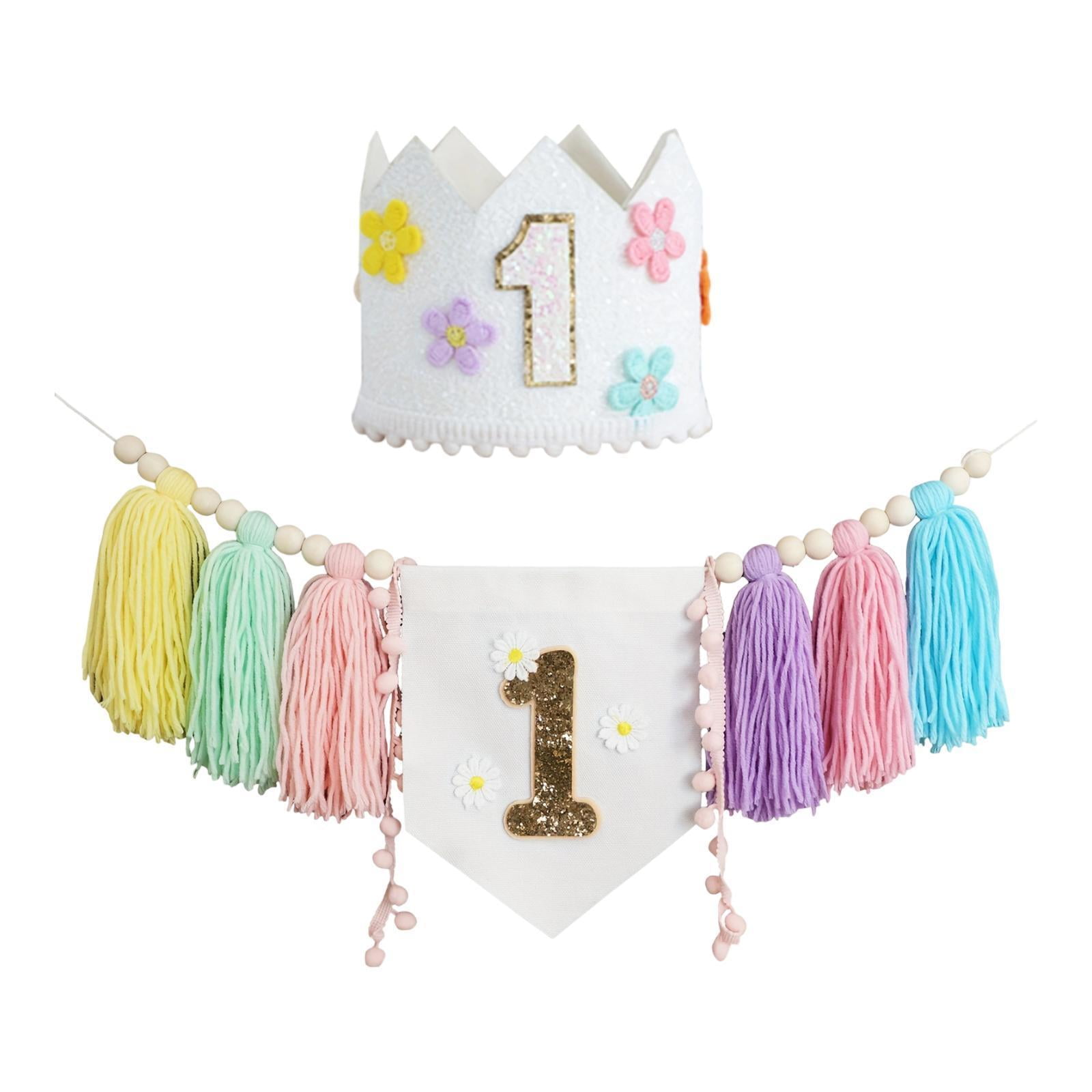 Magideal - Pancarta De Trona Y Sombrero De Corona, Decoración De Primer Cumpleaños, Decoración De Pared Decorativa Para Habitación Infantil, Adorno Colgante, Fon Estilo C