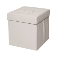 Genérico - Puff Baul Silla Ecocuero Plegable Organizador 38Cm X 38Cm Beige