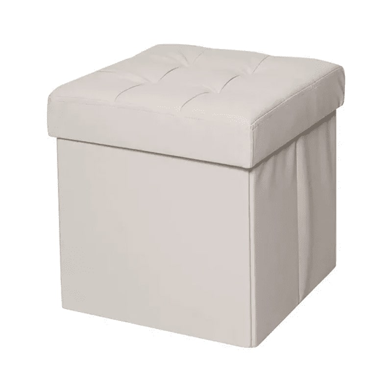 Genérico - Puff Baul Silla Ecocuero Plegable Organizador 38Cm X 38Cm Beige