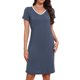 thumbnail image 1 of INSPIRE CHIC Camisón de Mujer Modal Vestido de Noche Elástico Cuello en V Mangas Cortas Suave Ligero Cintura Plisada Ropa de Casa S Azul, 1 of 6