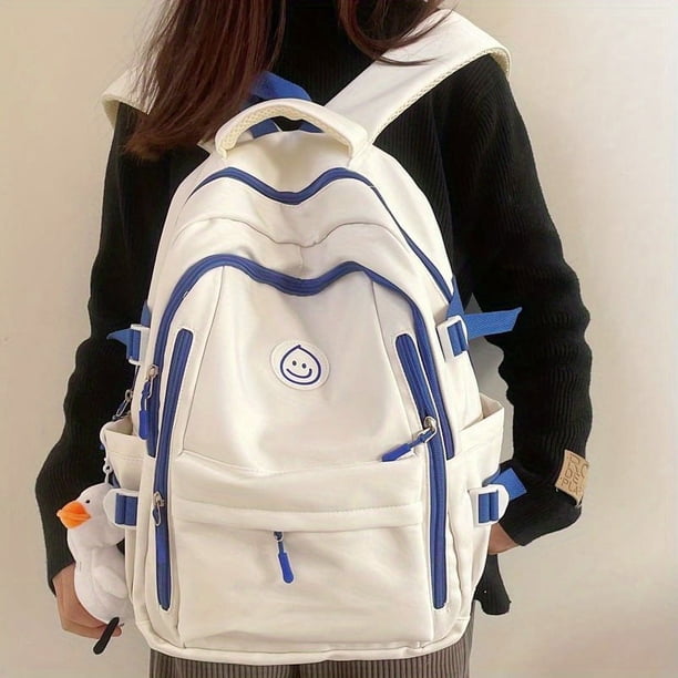 Trendy Bear Pattern Backpack, Simple Preppy Style School Bag, Versatile Travel Bookbag