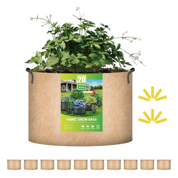 iPower - Bolsas de cultivo de 20 galones (paquete de 10), macetas de tela no tejida