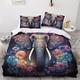 thumbnail image 2 of Funda nórdica de elefante para niños, ropa de cama 3D, funda de edredón con estampado creativo para niñas, niños y adolescentes con almohada, 3 piezas, microfibra suave., 2 of 3