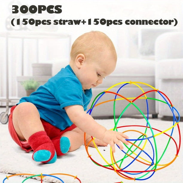 Straw Constructor Toys STEM Building Toys Interlocking Plastic Toys Engineering Toys Thin Tube Blocks Toy Educational Toy Kit For Indoor&Outdoor Kids Toy DIY Gift For Boys And Girls