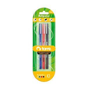 Pack X 4 Blister Bolígrafos 1 Azul 1 Negro Y 1 Rojo – Torre