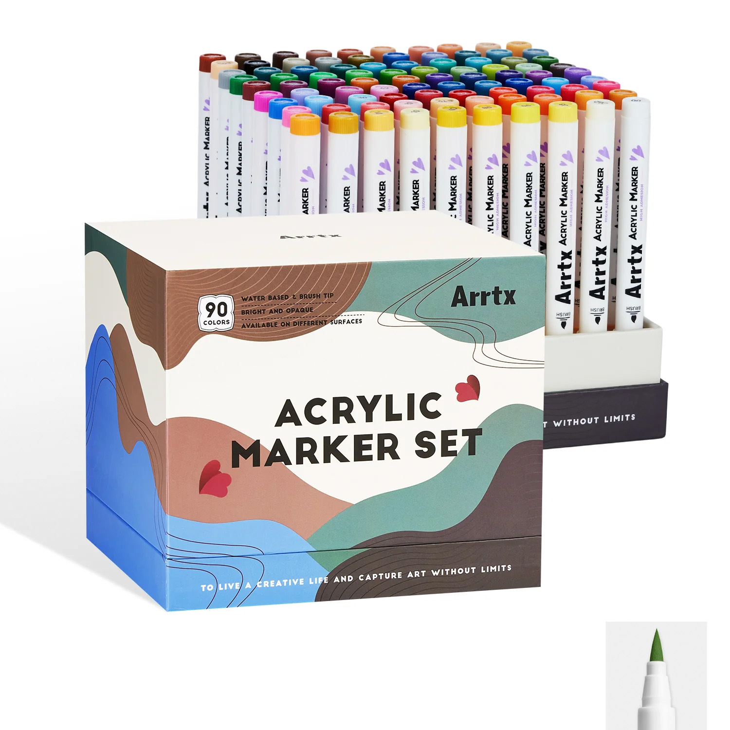 Arrtx 90 Marcadores Acrílicos Punta Pincel 90A