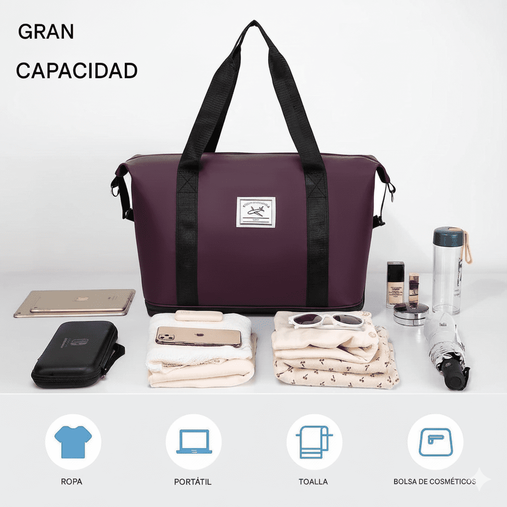 Genérica - Bolso Viaje Mujer Tote Plegable Gimnasio Verano Hombro Mano Gym Salida Paseo Picnic Vuelo Carry On Bag
