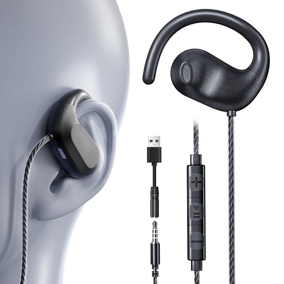 Audífonos QOEKUEY con cable de 3,5 mm, micrófono y control de volumen