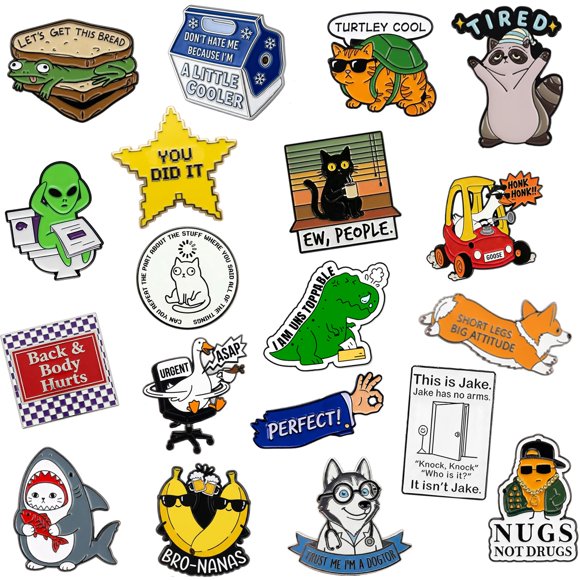 Pins de esmalte SOWPOPY - Pack de 20 pines de meme para solapa