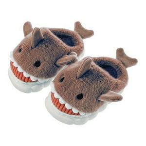 El Edén - Pantuflas Niños De Felpa, Diseño De Tuburón, Anime, Kawaii Color Café Talla 34-35