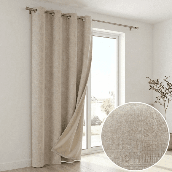 Cortina 100% Blackout Tipo Lino 1 Paño 220x140 Home Strike - Beige