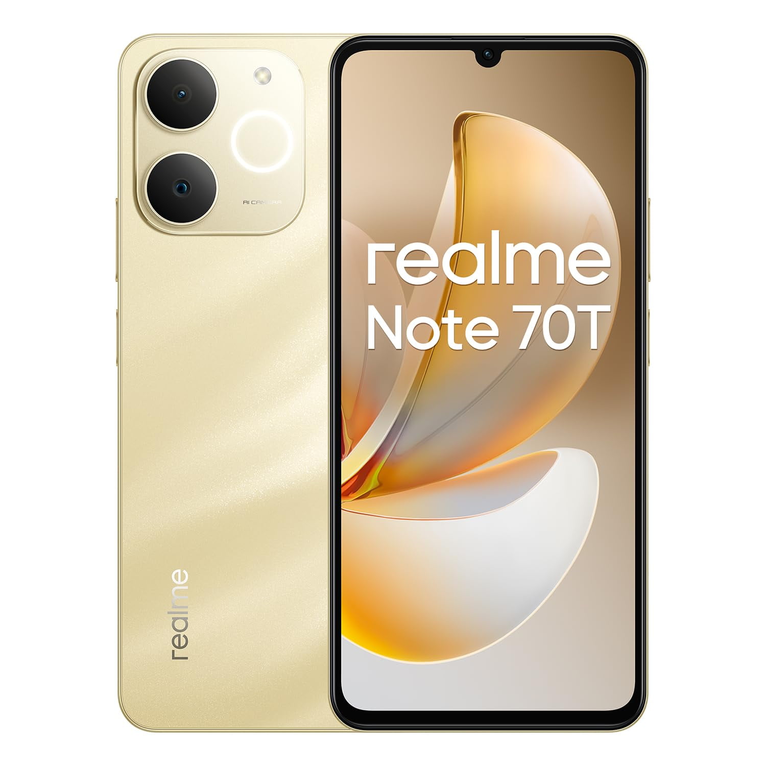 Smartphone Realme Note 70t 4g 4+64 Gb 6.75 Pulgadas 32 Mp 6000 Mah Dorado