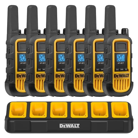 Walkie Talkies Dewalt Dxfrs800, 2 W, Impermeables, Largo Alcance, Paquete De 6