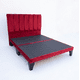 thumbnail image 1 of Cama europea 2 plazas de 150x190 con respaldo de rayas Felpa Rojo y bases divididas, 1 of 2