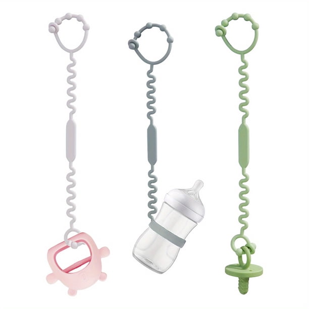 Baby Teether Toy Harness - 3/5pcs Silicone Adjustable Baby Pacifier Clips, Toddler Bottle Harness For Stroller, Car Seat, Hanging Basket, Crib, Bouncer, BPA Free