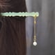 thumbnail image 1 of Vintage Chinese Style Cheongsam Hair Accessories: Handmade Hanfu Acetate Hairpin with Jade Flower Tassel, 1 of 5