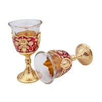 Bothyi - 2 Piezas Copa De Vinos Vintage Mini Copa Mini Comunión Para Bar Viaje Boda Rojo Y Oro