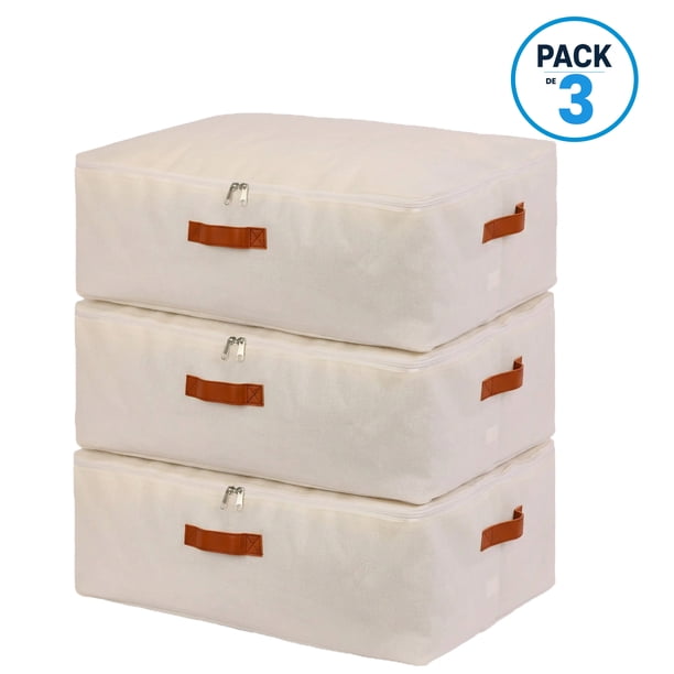 Pack 3 Bolsas Organizadoras Underbed Bajo Cama Carry All De Lino