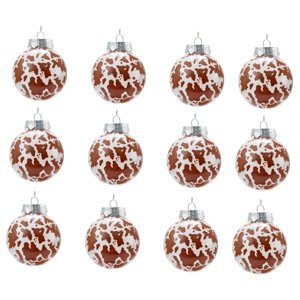 Magideal - 12 Adornos Navideños De Bolas De 6 Cm Para Decoración Navideña En Casa Y Fiestas. Estilo Rústico, Resistente Y Versátil. Ideales Para Colgar En El Árb Marrón Blanco