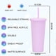 thumbnail image 2 of Vaso de plástico reutilizable para agua fría de 700 ml, vaso para bebidas de color sólido de doble capa con tapa y pajita., 2 of 5
