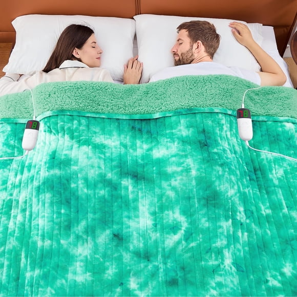 Manta eléctrica con calefacción, piel sintética de roble, color verde, color sherpa, 220 V