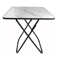 Genérico - Mesa Plegable Auxiliar Cuadrada Diseño Marmol 60X60 Cm Blanco