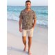 thumbnail image 2 of INSPIRE CHIC Camisas de Lino de Playa Hawaianas de Vacaciones de Manga Corta Casual de Verano para Hombre 2XL Marrón, 2 of 5