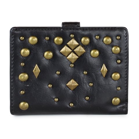 Billetera De Mujer Negra Con Tachas Kubayoff