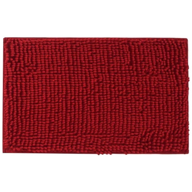 Alfombra de baño navideña, súper suave, absorbente, antideslizante, de microfibra chenilla, para bañera, ducha, superficie texturizada, suelo, cabina de ducha, color rojo.
