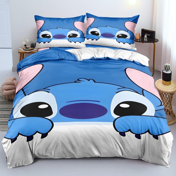 Stitch Bedding Duvet Cover Anime Bedding Sets 3D Printed Lightweight 3 Pieces Comforter Cover Sets