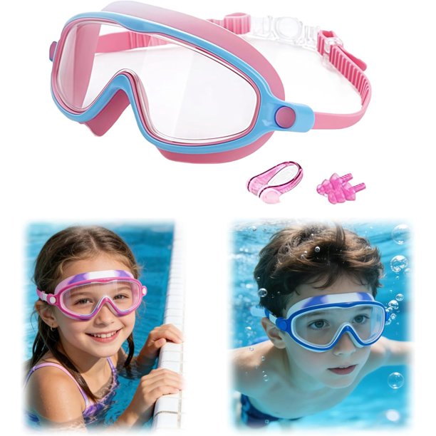 Gafas natación niños HD montura grande verano visión amplia antivaho clases natación