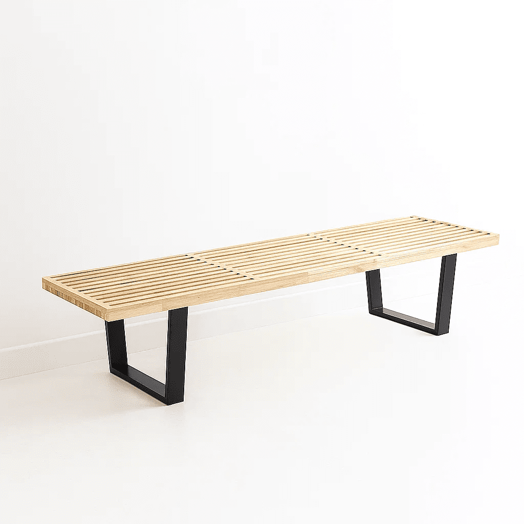 Klik Muebles - Banqueta De Madera Y Metal George Nelson 160cm