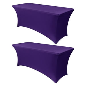 Mantel Obstal Spandex Rectangular De 6 Pies, Color Morado Oscuro, Paquete De 2