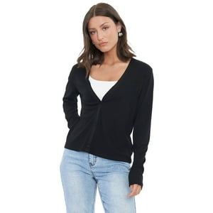 Sweater Mujer Cárdigan Negro Corona